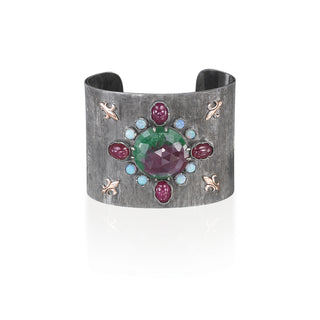 Arena Medium Cuff Bracelet with ruby zoisite, rubies and opals – John Apel fine jewelry