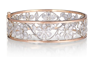 Signatures Fleurette 10-Flower Bracelet in 18kt rose gold and platinum, front view
