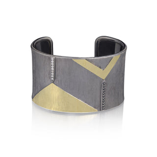 Arena Geometric Shape Blackened Metal & Gold Cuff Bracelet