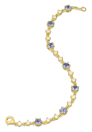 Seaside Sapphire & Diamond Statement Bracelet in 18kt yellow gold with 5mm sapphires, front view