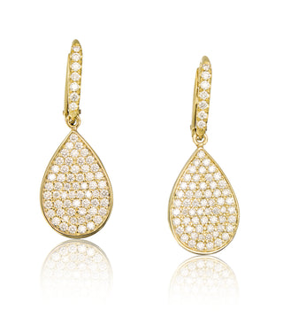 Seaside Diamond Pebble Earrings in 18kt yellow gold with 1.18ct diamonds, front view
