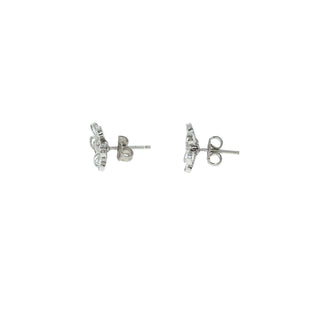 Fleurette Rose-Cut Diamond Flower Stud Earrings in platinum, side view – John Apel