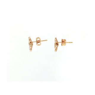Fleurette Rose-Cut Diamond Flower Stud Earrings in 18kt rose gold, side view – John Apel