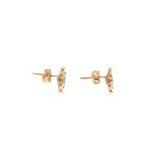 Fleurette Rose-Cut Diamond Flower Stud Earrings in 18kt rose gold, angled side view – John Apel