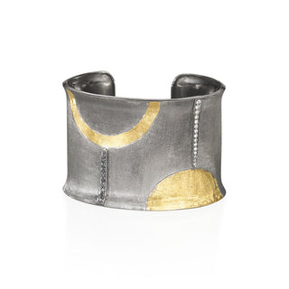 Arena Iconic Half Moon Gold & Diamond Medium Cuff