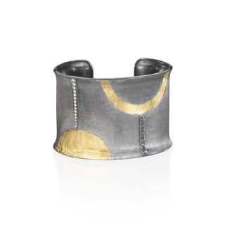 Arena Iconic Half Moon Gold & Diamond Medium Cuff