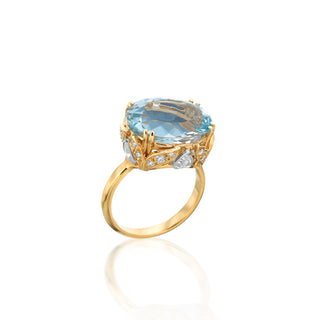 Gardenia Aquamarine Filigree Ring