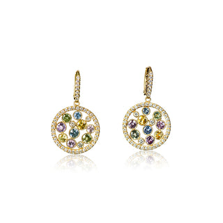 Gardenia Sapphire Round Dangle Earrings