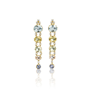 Gardenia Graduated Sapphire & Diamond Drop Earrings