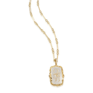 Gardenia White Agate & Diamond Initial Pendant Necklace