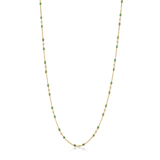 Regal Diamond & Tsavorite Bezel Chain Necklace