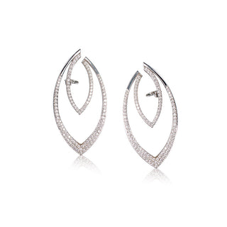 Regal Double Ellipse Diamond Hoop Earrings