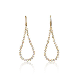 Regal Gold & Diamond Teardrop Dangle Hoop Earrings