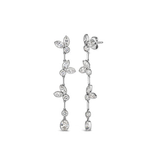 Regal Leaf Shaped Diamond Drop Earrings