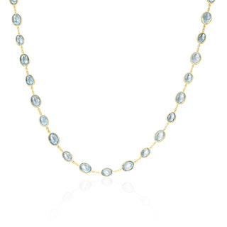 Reina Double Milgrain Bezel Aquamarine Necklace