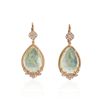 Reina Floral Embellished Prehnite Teardrop Earring