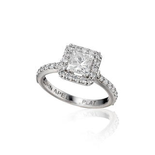 Serendipity Square Cut Halo Platinum Engagement Ring