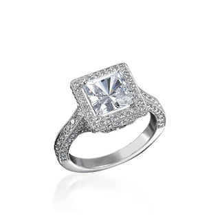 Serendipity Square Cut Platinum Halo Engagement Ring
