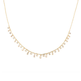 Shimmers Baguette & Round Diamond Charm Necklace