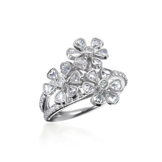 Signatures Three Prong Diamond Floral Statement Ring