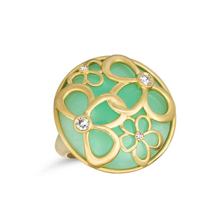 Zahara Green Chalcedony Floral Statement Ring