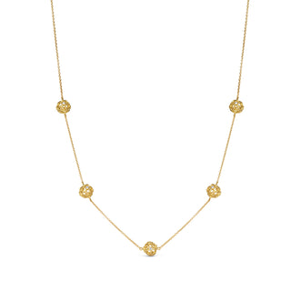 Zahara Gold Multi-Floral Rondure Charm Necklace