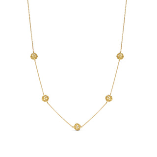 Zahara Gold Multi-Floral Rondure Charm Necklace with diamonds – John Apel fine jewelry