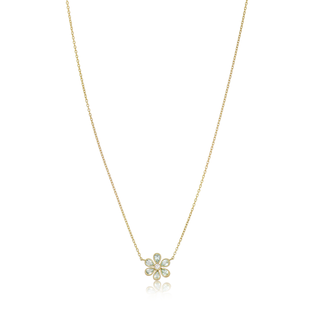 Signature Fleurette Single Flower Necklace with green tourmaline in 18kt yellow gold – John Apel