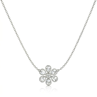 Signature Fleurette Single Flower Necklace with rose-cut diamond in platinum – John Apel