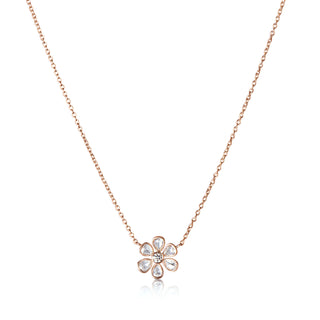 Signature Fleurette Single Flower Necklace with rose-cut diamond in 18kt rose gold – John Apel