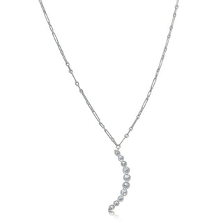 Signatures Crescent Diamond & Moonstone Pendant Necklace in platinum, front view