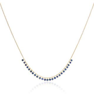 Shimmers Blue Sapphire Bezel Drop Necklace in 18kt yellow gold – John Apel fine jewelry