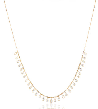 Shimmers Yellow Gold Rose-Cut Pear Diamond Necklace front view