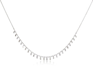 Shimmers Platinum Baguette Diamond Necklace front view