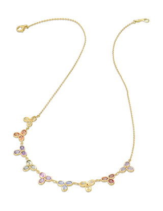 Signatures Multi-Sapphire 9-Section Necklace in 18kt yellow gold, flat lay