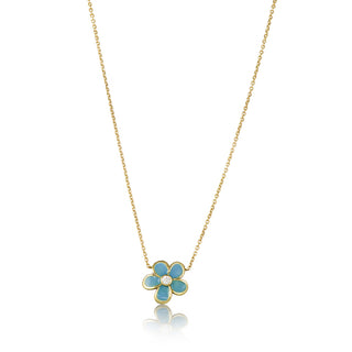 Zahara Single Blue Enamel Flower Necklace