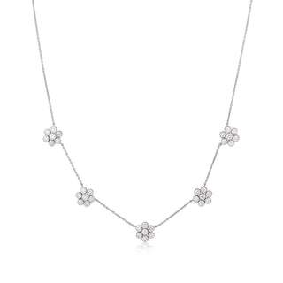 Signatures Rounded Fleurettes Diamond Necklace in platinum, front view – John Apel