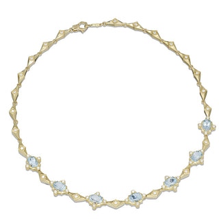 18kt Yellow Gold Aquamarine & Diamond Necklace | Seaside Collection