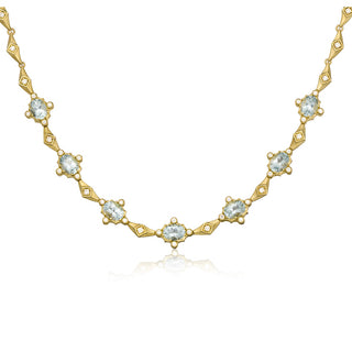 Seaside Aquamarine & Diamond Necklace in 18kt yellow gold, front view