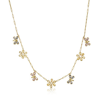 Signatures Sapphire Floral & Butterfly Necklace in 18kt yellow gold, front view