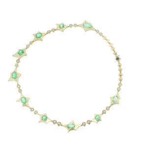Handcrafted 12.95ct emerald necklace from the John Apel Interstellar collection, side view