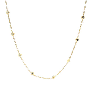 Interstellar diamond and sapphire chain necklace in 18kt yellow gold by John Apel, front view