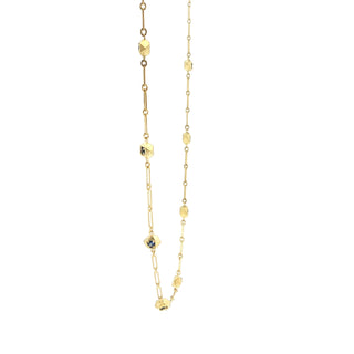 Handcrafted 18kt gold Asscher-cut diamond necklace from the John Apel Interstellar collection, side view
