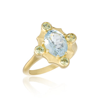 3/4 view of aqua-yellow-seaside gold ring