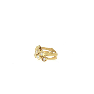 John Apel Interstellar two-ring diamond stack in 18kt yellow gold, angled view