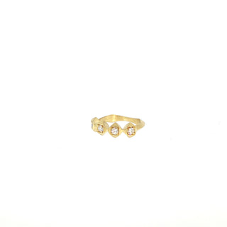 Interstellar geometric diamond stack ring in 18kt yellow gold by John Apel, front view
