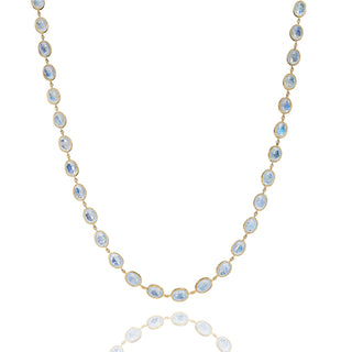 Reina Double Milgrain Bezel Moonstone Chain Necklace