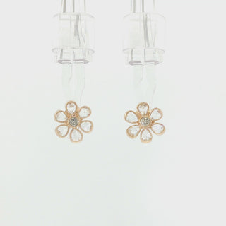Video of John Apel Signature Fleurette rose-cut diamond flower stud earrings in 18kt rose gold
